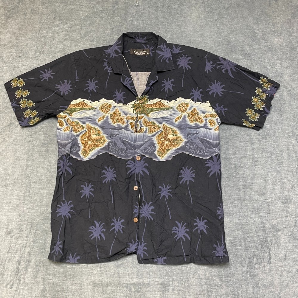 Favant Hawaiian Shirt Mens XL Multicolor Cotton Short Sleeve Summer Button Up